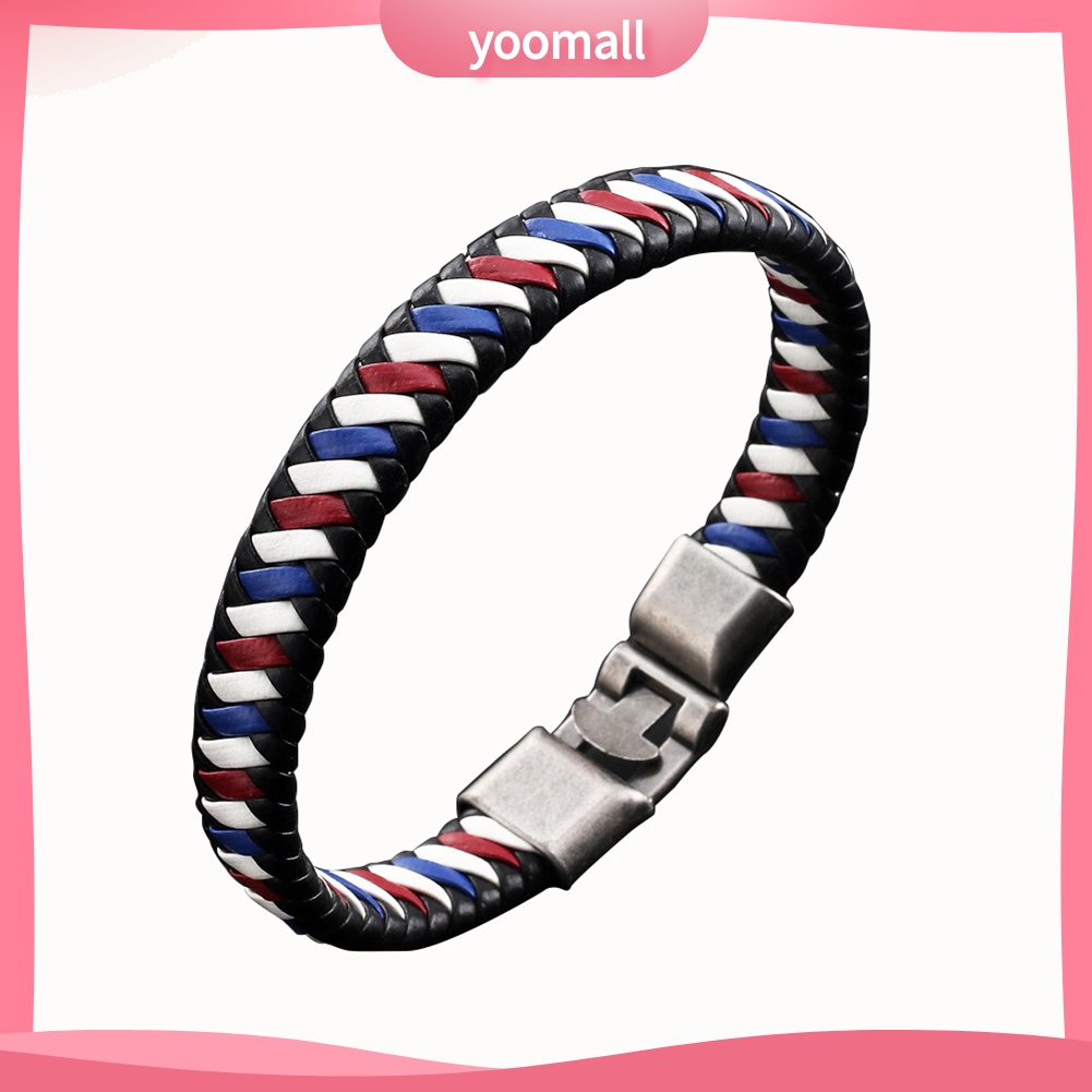 Vòng Tay Giả Da Bện Dây Khóa Trang Sức Thời Trang Cho Nam Nữ