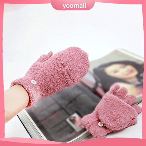 Găng Tay Lông Cừu San Hô Mềm Mại Giữ Ấm Cổ Tay Không Ngón Thời Trang Cho Nữ