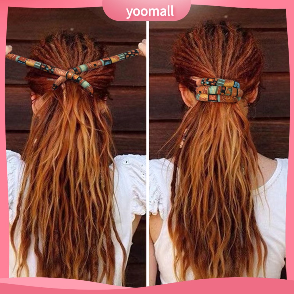 Giá Đỡ Dây Buộc Tóc Đuôi Ngựa Bằng Dây Sắt Linh Hoạt In Họa Tiết Thổ Cẩm Cổ Điển