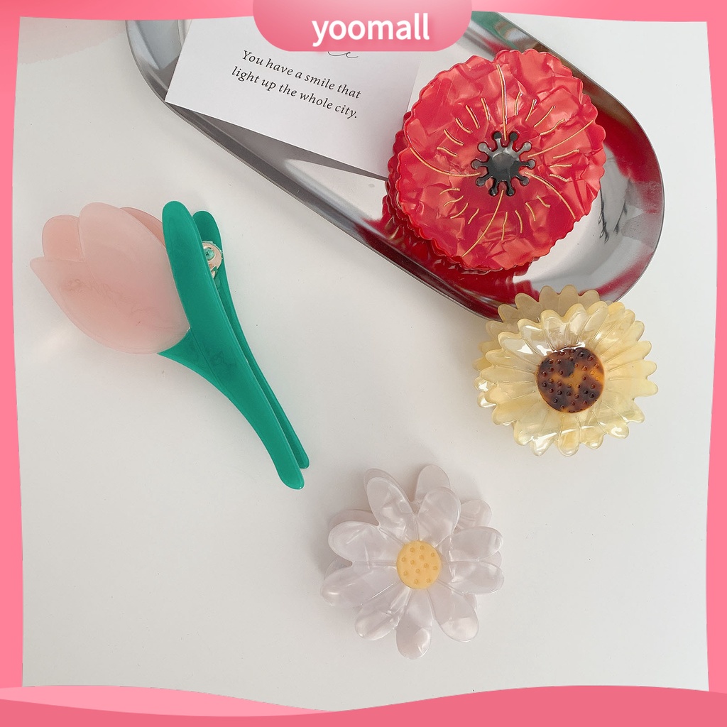 Kẹp Tóc Tạo Kiểu Răng Chéo Hình Hoa Tulip Axit Acetic Màu Sắc Tươi Sáng