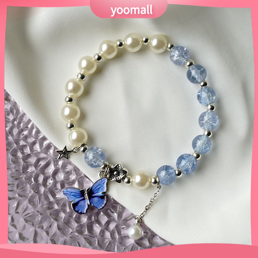 [YM] Vòng Tay Chuỗi Hạt Hình Bướm Màu Sáng Lâu Trôi Làm Quà Tặng Trang Sức Cho Nữ