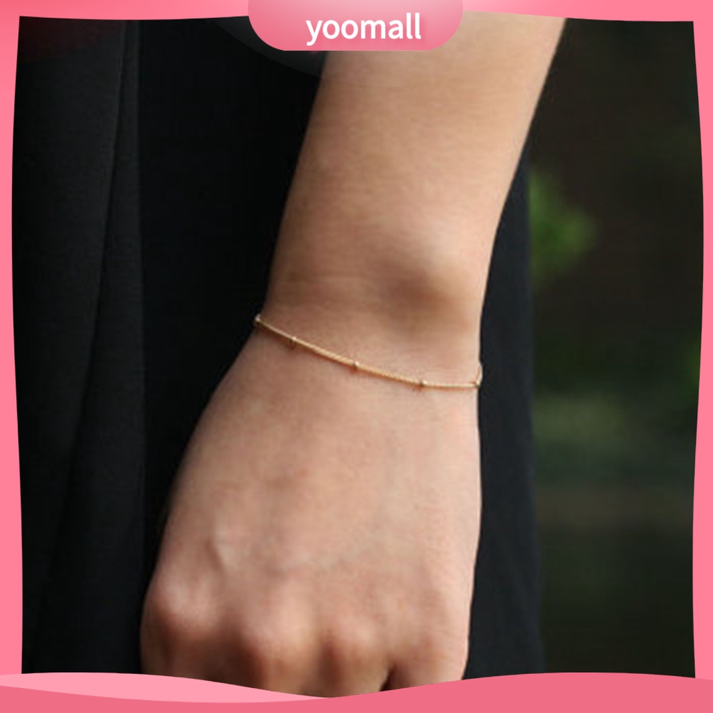 [YM] Vòng Tay Chuỗi Hạt Nhỏ Màu Trơn Chống Mài Mòn Mặc Hàng Ngày Cho Nữ