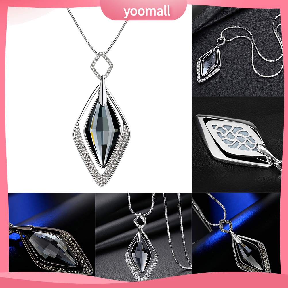 Vòng cổ Mặt Hình Thoi Đính Đá Quý Nhân Tạo Thời Trang Dành Cho Nữ