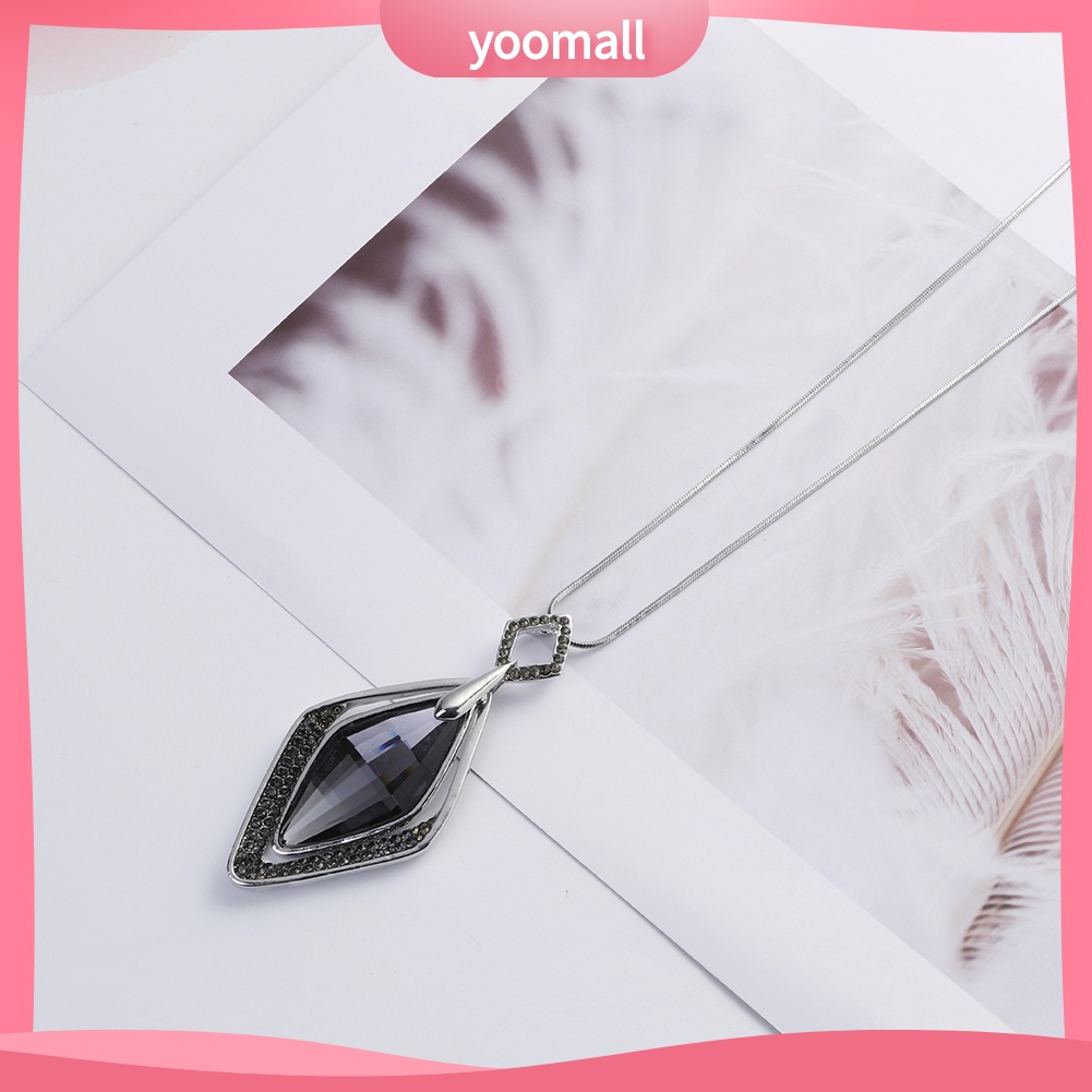 Vòng cổ Mặt Hình Thoi Đính Đá Quý Nhân Tạo Thời Trang Dành Cho Nữ