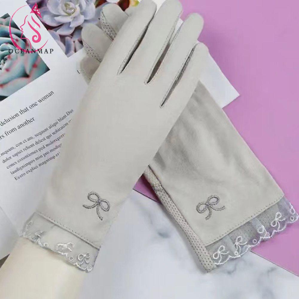 OCEANMAP Găng Tay Lái Xe Đính Nơ Hoa Đơn Giản Thời Trang Cho Nữ