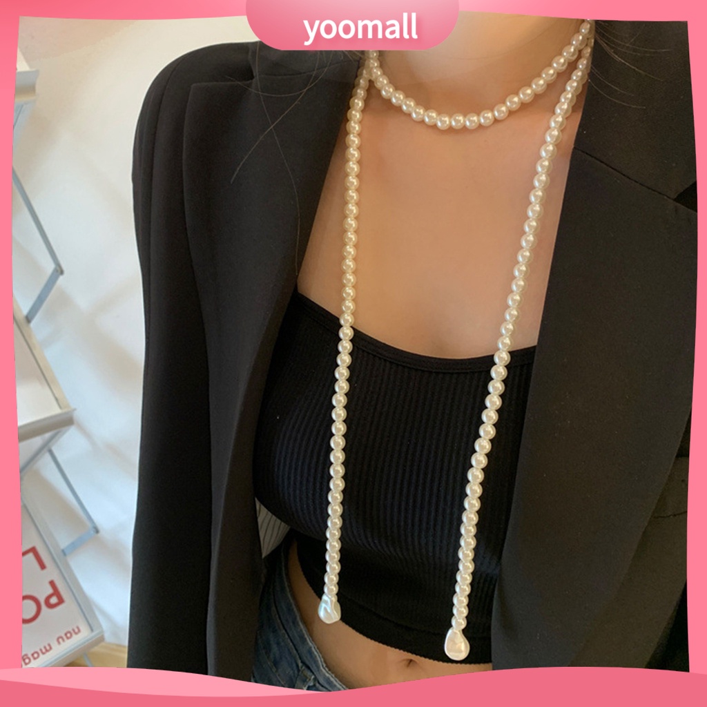 Vòng Cổ Choker Dài Nhiều Lớp Đính Ngọc Trai Nhân Tạo Phong Cách Vintage Dành Cho Nữ