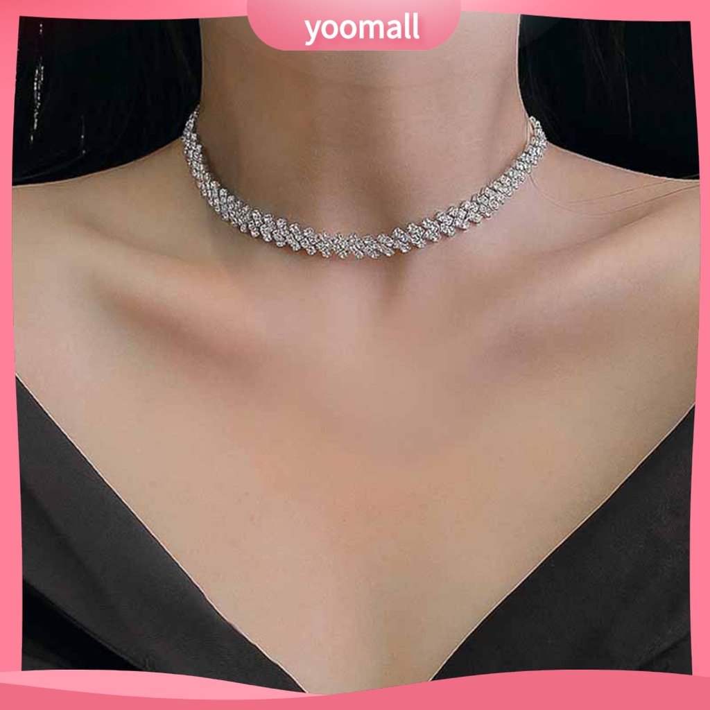 Vòng Cổ Choker Mở Rộng Điều Chỉnh Được Mạ Điện Đính Đá Thời Trang Dự Tiệc Cho Nữ