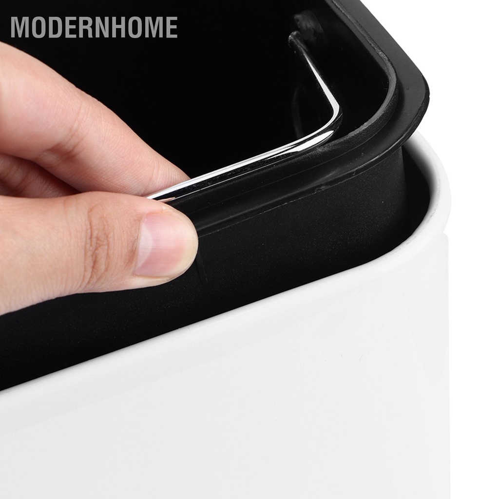 ModernHome Gia Đình Phòng Tắm Nhà Bếp Thép Không Gỉ Tắt Tiếng Đạp Rác Thùng Trắng 5L