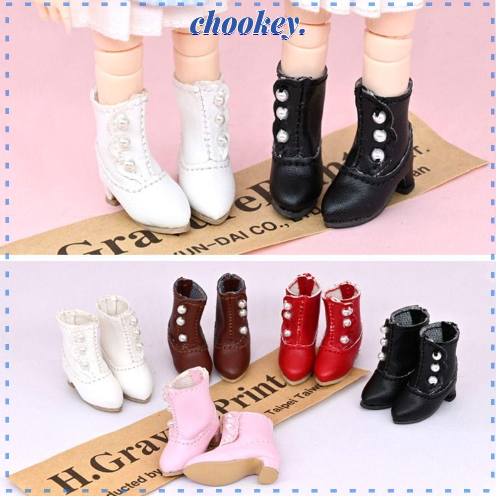 CHOOKEY 1 Đôi Giày Bốt Cao Cổ Mini Thay Thế Thời Trang Cho Búp Bê Bjd Tỉ Lệ 1 / 12