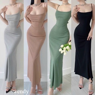 Đầm 2 Dây Maxxi Body Tăm Bo Dáng Ôm Đuôi Cá Hở  Dây Thắt Lưng wendy