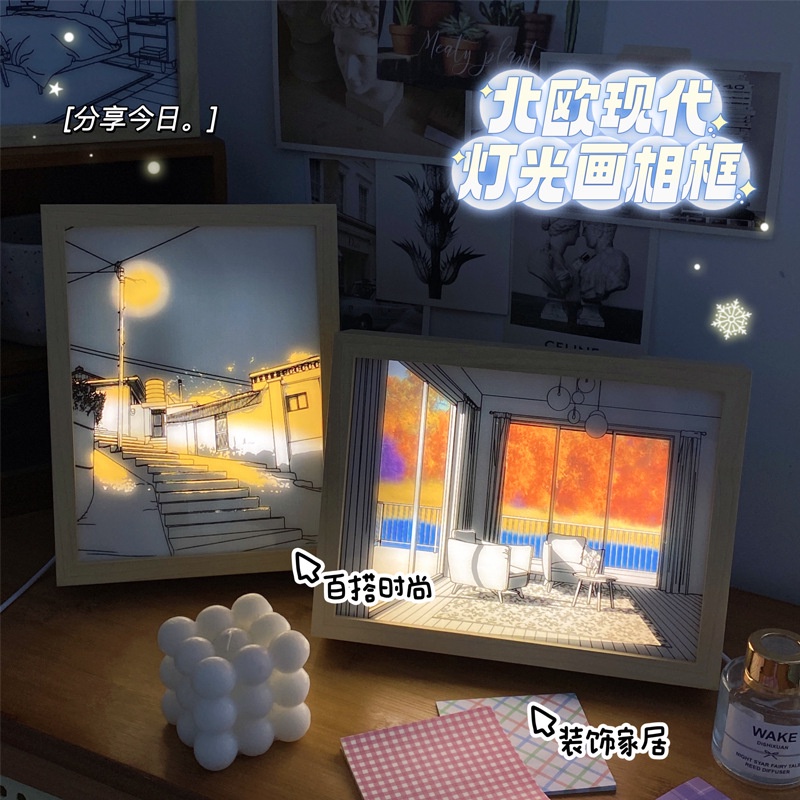 Đèn LED Để Bàn Hình Tranh Vẽ Độc Đáo Trang Trí Phòng Khách / Phòng Ngủ