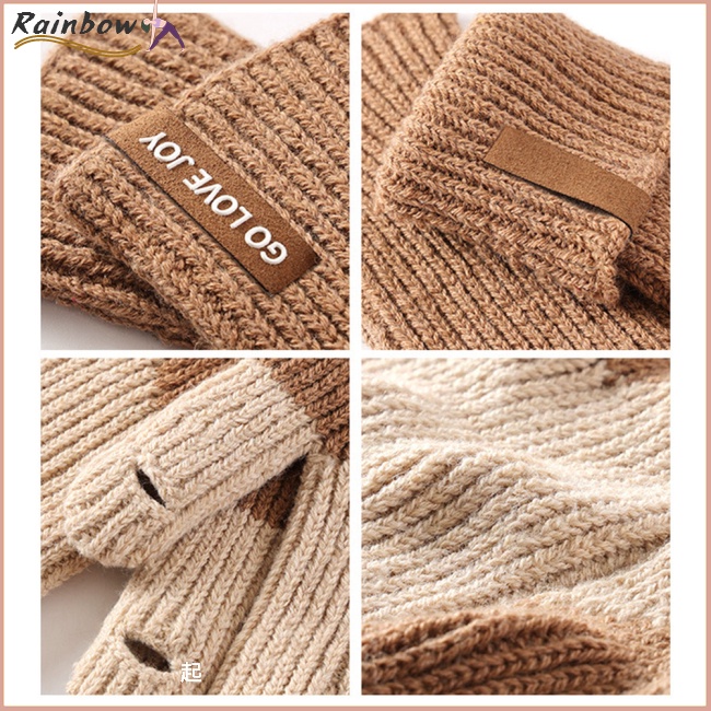 Găng Tay Len Hở Ngón Chống Gió Cảm Ứng Nhiều Màu Sắc Thời Trang Mùa Đông Cho Nữ