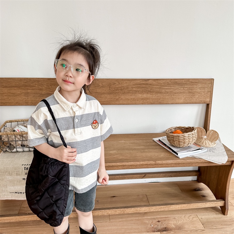 Áo polo sọc ngang dễ thương cho bé