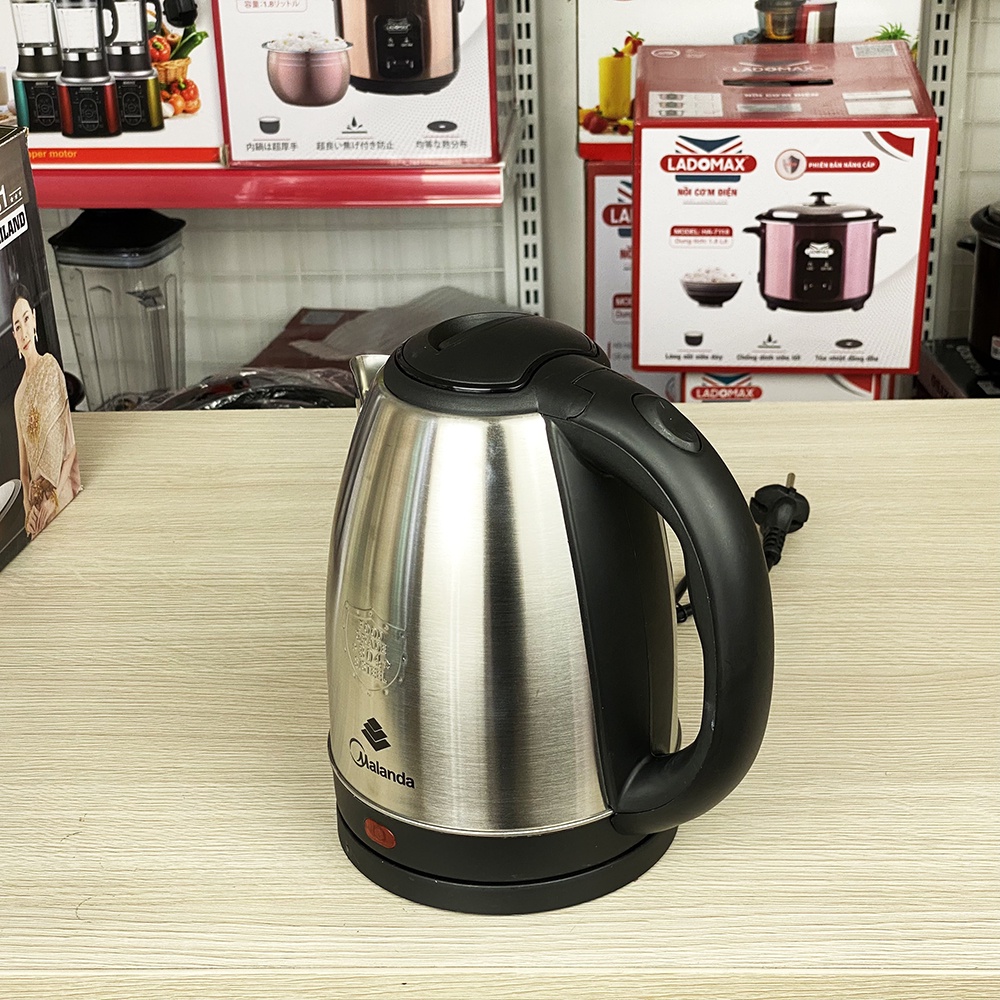 Ấm siêu tốc inox Thái Lan MALANDA LK-1318 dung tích 2L, thân ấm inox 304 không hoen rỉ, tự ngắt an toàn khi hết nước