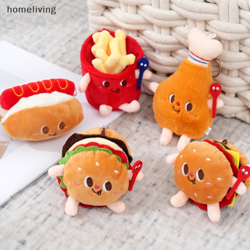 Móc Khóa Hình Hamburger Hot Dog Nhồi Bông 10cm Dễ Thương