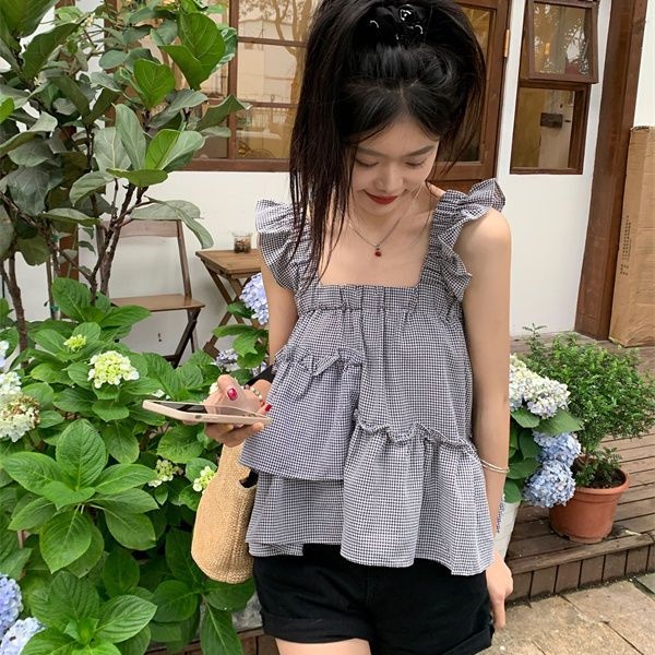 Áo hai dây IELGY dáng rộng màu hồng phong cách Hàn Quốc dễ thương cho nữ