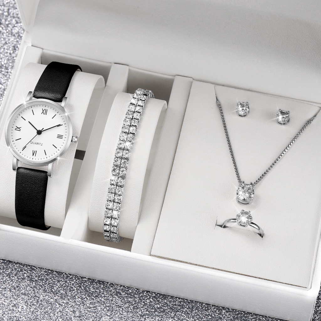 Đồng Hồ Quartz Nữ Dây Da Mặt Đính Hột Xoàn Thời Trang