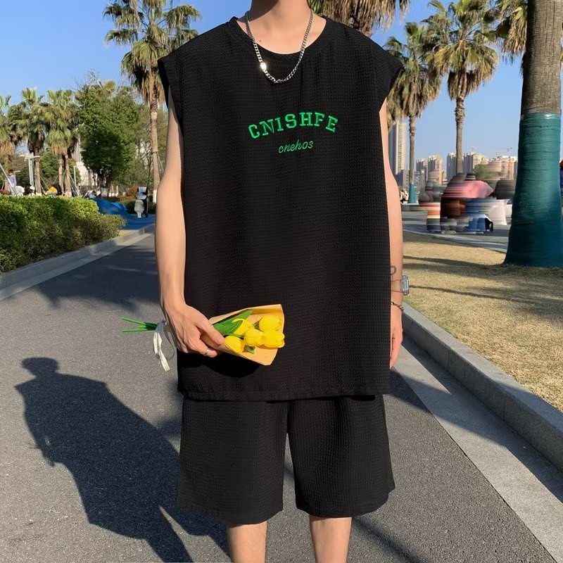 Set Áo Thun Sát Nách Và Quần Short Thể Thao Phong Cách Hong Kong Thời Trang Mùa Hè Mới Cho Nam