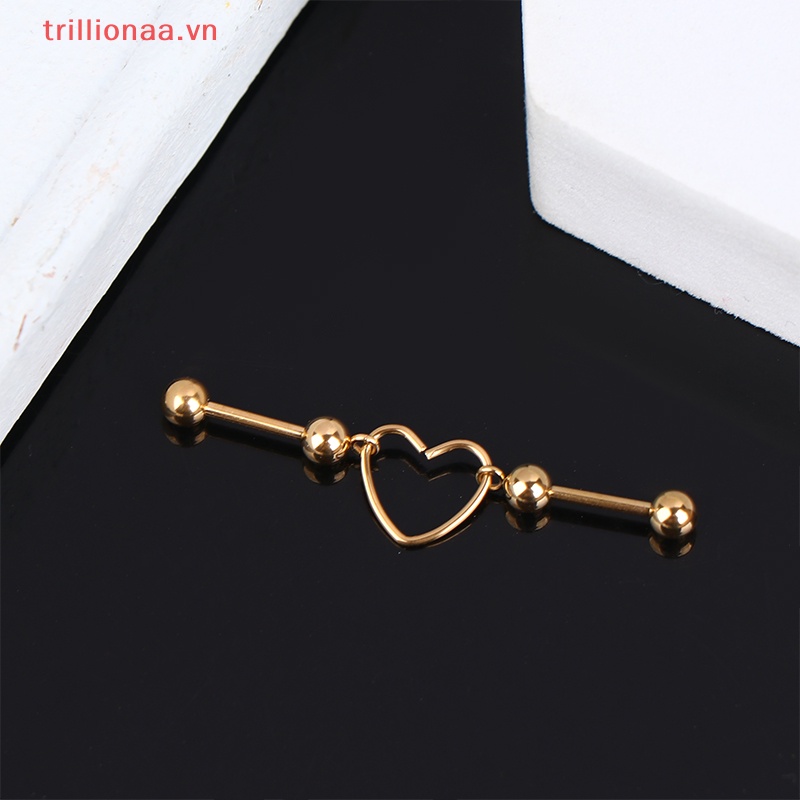 Bông Tai Dây Xích Bằng Thép Không Gỉ Hình Trái Tim Phong Cách Punk Cho Nữ