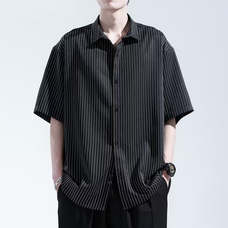 Áo Sơ Mi Lụa Mỏng In Họa Tiết Ngôi Sao Thời Trang Xuân Hè Cho Nam