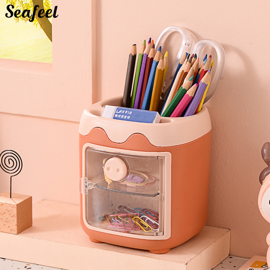 Giá Đỡ Bút Viết Họa Tiết Hoạt Hình Dễ Thương Sức Chứa Lớn Đa Năng