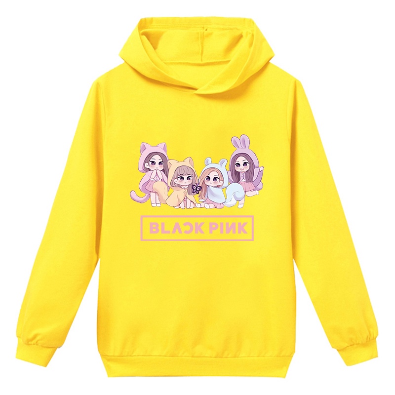 Áo Hoodie Tay Dài In Hình Hoạt Hình BLACKPINK Dành Cho Trẻ Em 3-15 Tuổi