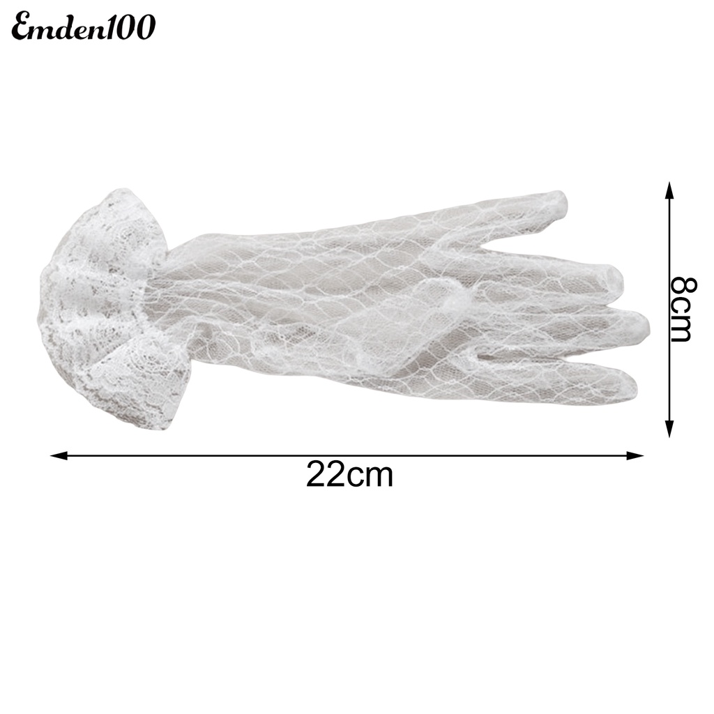 1 Đôi Găng Tay Cô Dâu Phối Ren Xuyên Thấu Màu Sắc Thanh Lịch