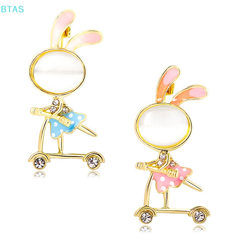 Ghim Cài Áo Hình Thỏ Hoạt Hình Đính Đá Opal Tráng Men Thời Trang Cho Nữ