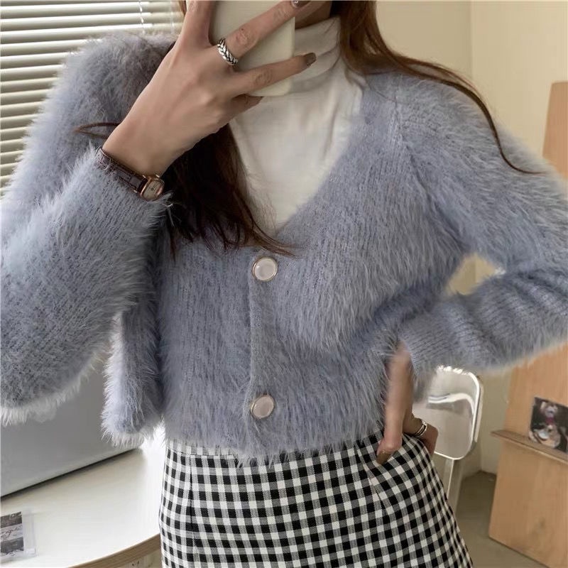 Áo Khoác Cardigan Cổ Chữ V Dáng Rộng Thiết Kế Mới Thời Trang Mùa Thu Theo Phong Cách Hàn Quốc Cho