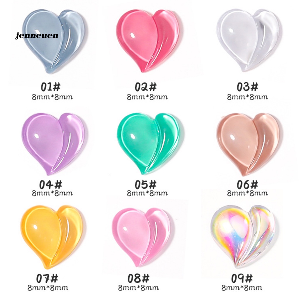 Set 10 Phụ Kiện Trang Trí Móng Tay DIY Hình Trái Tim Xinh Xắn