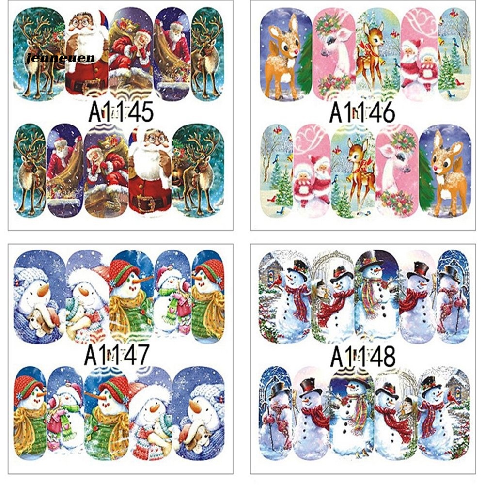 Set 12 Tấm Nhãn Dán Trang Trí Móng Nghệ Thuật Chủ Đề Giáng Sinh Cho Nữ