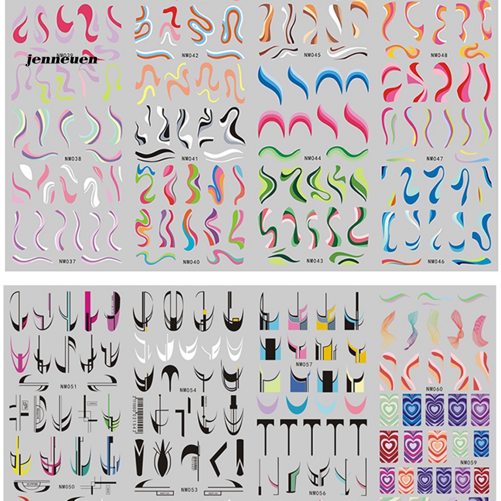 Set 3 Miếng Dán Trang Trí Móng Tay Họa Tiết Hình Học DIY