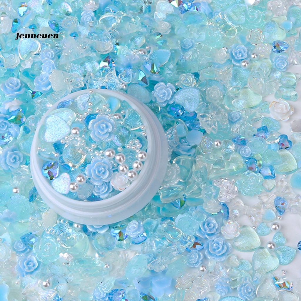 1 Hộp Phụ Kiện Trang Trí Móng Tay Chống Rơi Hình Gấu Hoa Hồng Trái Tim Xinh Xắn Cho Bạn Gái