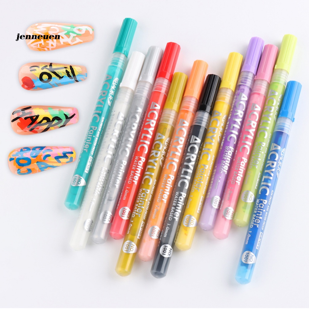 Set 12 Bút Vẽ Móng Nghệ Thuật Tái Sử Dụng Không Phai Màu