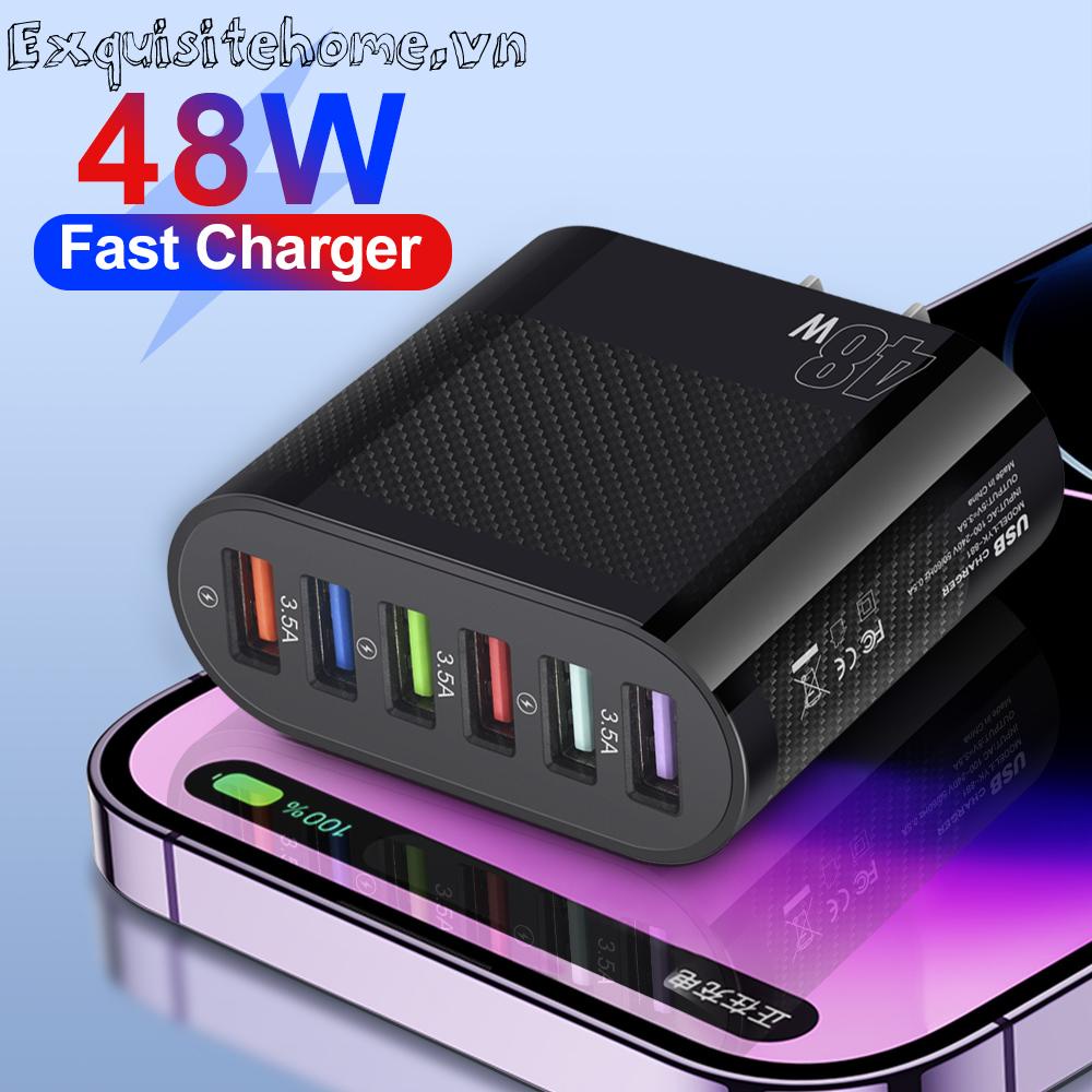 Củ Sạc 6 Cổng USB Cho iPhone 14 13 12 Huawei