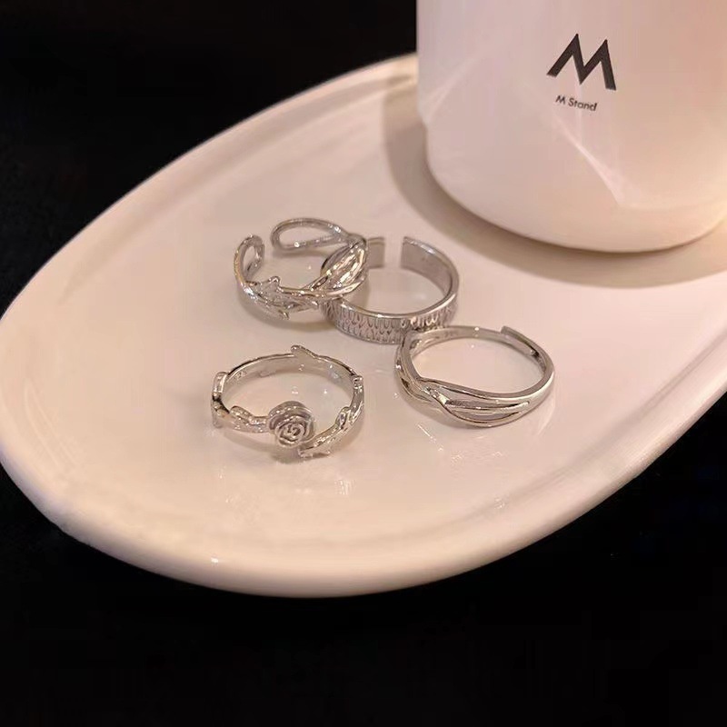 Set 4 Nhẫn Hở Hình Hoa Hồng Thời Trang