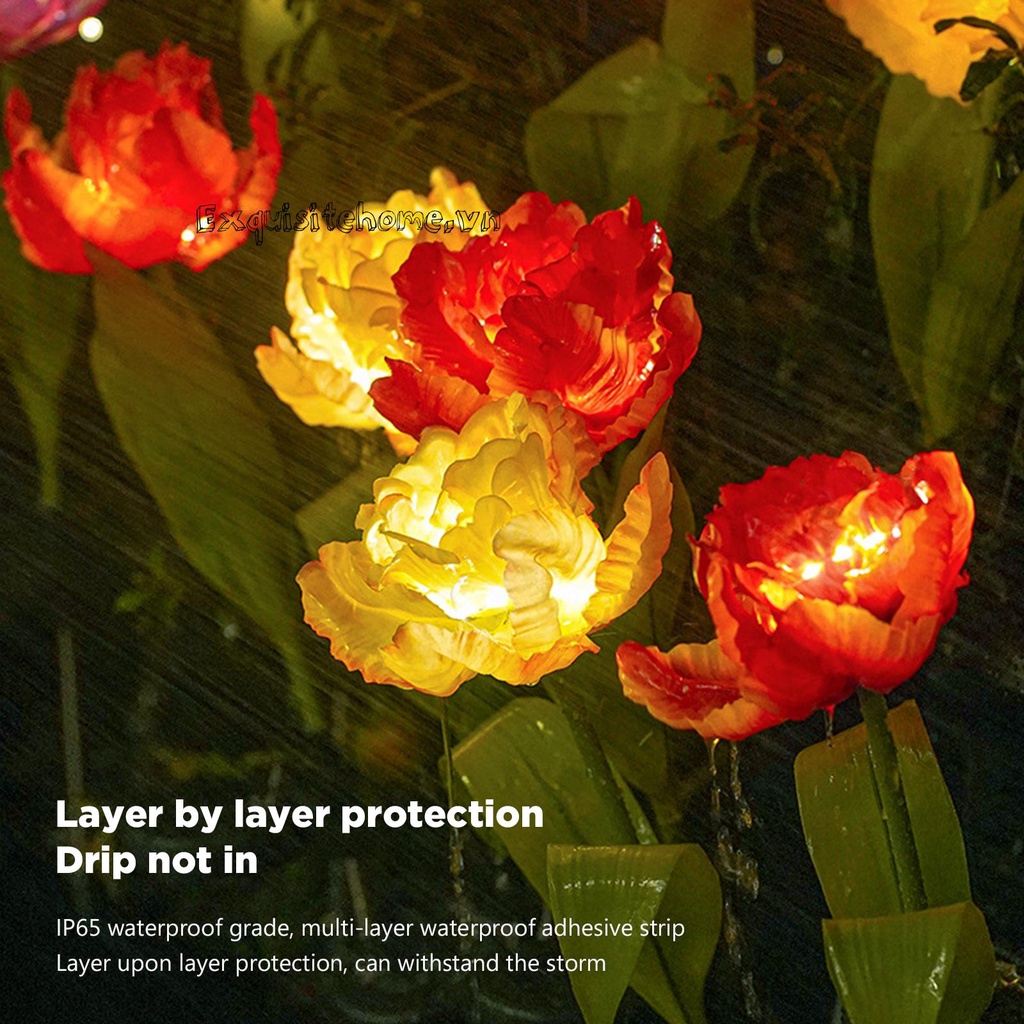 Bộ 2 Đèn Led 600mAh IP65 Hình Hoa Tulip Trang Trí Sân Vườn
