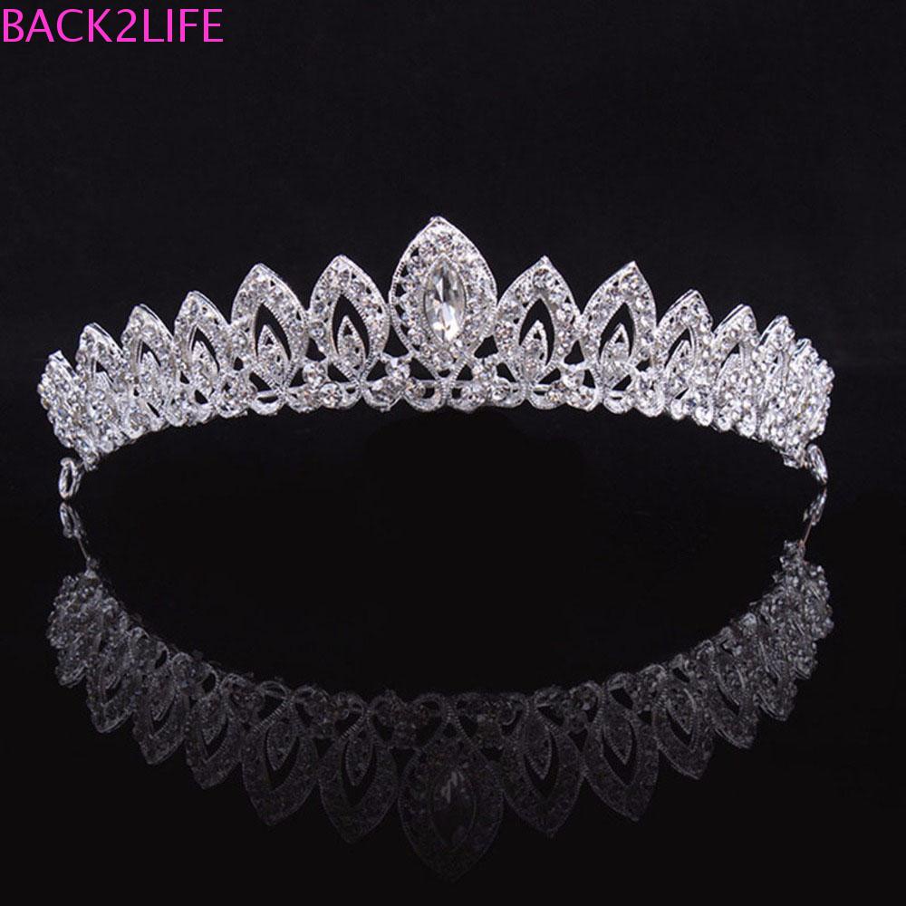 Vương Miện 2 Màu Bạc Đính Đá Pha Lê Cho Cô Dâu