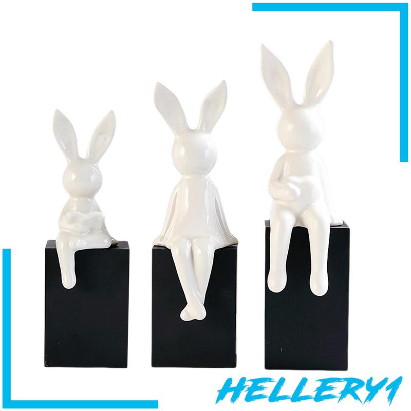 Set 3 Tượng Gia Đình Thỏ Bunny Trang Trí Trong Nhà