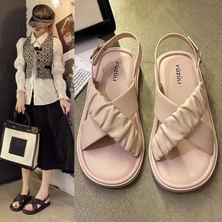 Sandal mùa hè quai chéo màu trơn thời trang cho nữ