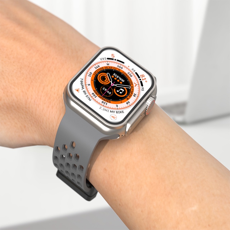 Dây Đeo Silicone Khóa Nam Châm Cho Đồng Hồ Thông Minh Apple Watch Ultra 49mm 44mm 45mm 40mm 41mm 42mm 38mm 45 mm Series 7 8 SE 6