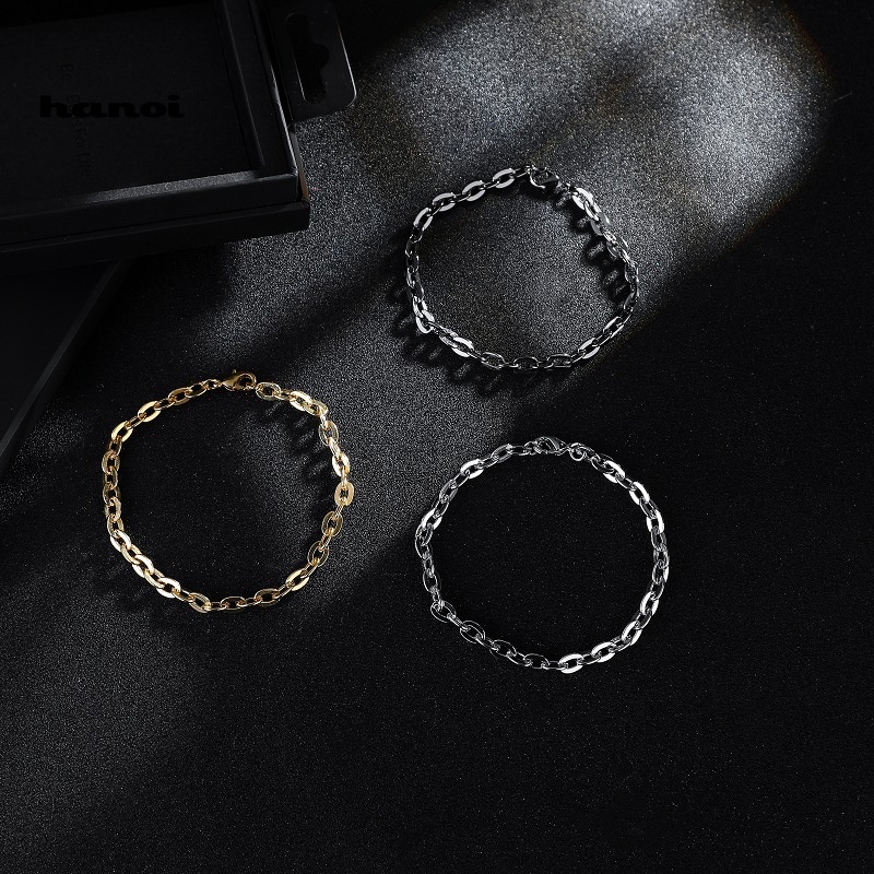 Vòng Tay Dây Xích Thiết Kế Đơn Giản Phong Cách Hip Hop Cho Nam Và Nữ