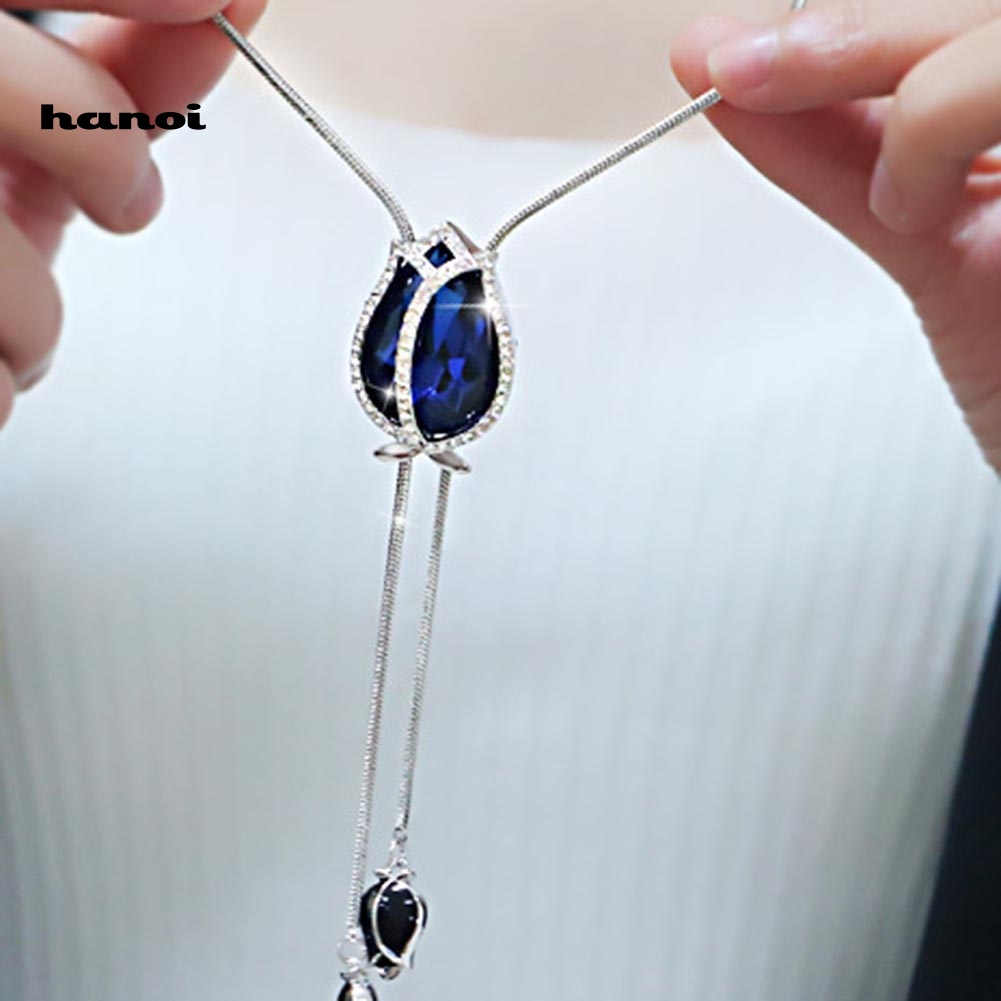 Vòng cổ MặT HìNh Hoa Tulip PhốI Tua Rua ThờI Trang Cho Nữ