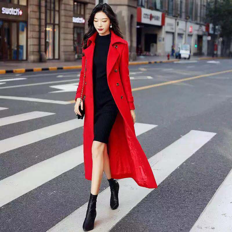 Áo Khoác Len Dáng Dài Màu Sắc Thời Trang Xuân Thu Cho Nữ