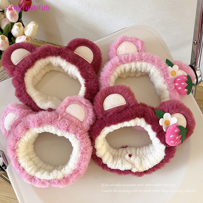 Sthb Băng Đô Cài Tóc Rửa Mặt Không Trơn Hình Tai Gấu Dâu Tây Hoạt Hình Dễ Thương Ngọt Ngào Đáng Yêu Dành Cho Bạn Gái Tru