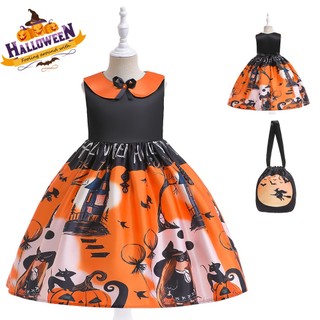 Đầm công chúa hóa trang halloween kèm túi cho bé gái 3-10 tuổi