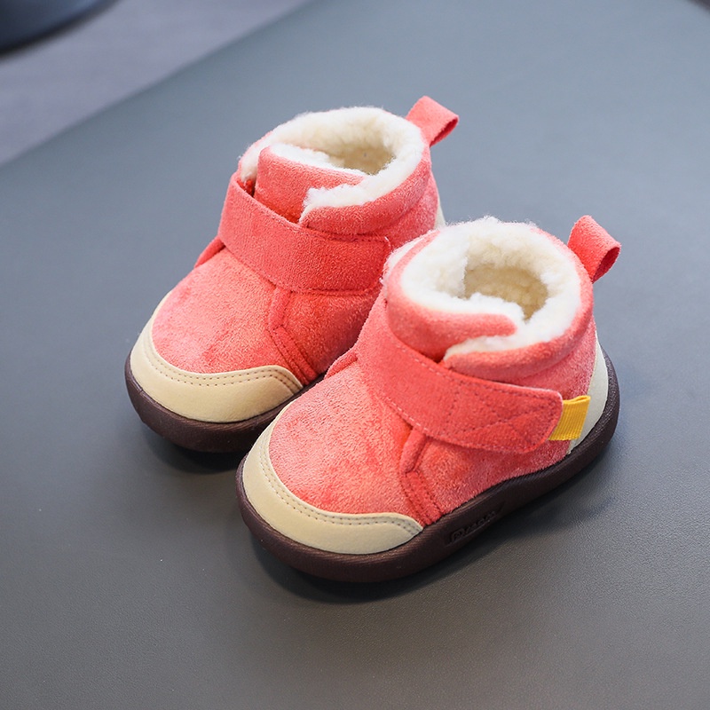 Mùa đông trẻ em giày thường bé trai bé gái ấm áp sang trọng cho trẻ mới biết đi boots anti-slip soft bottom sneakers kids snow boots baby shoes