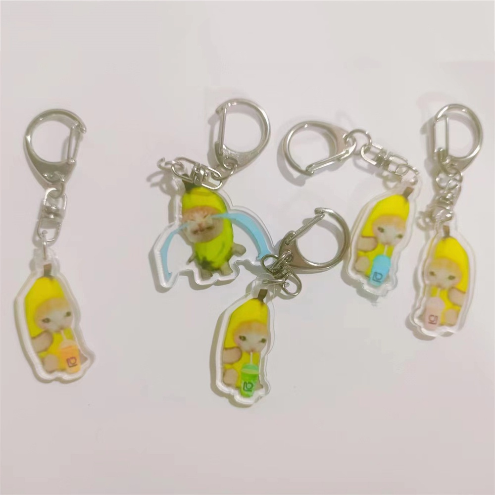Móc Khóa Acrylic Hình Mèo Hoạt Hình / Chuối Sáng Tạo
