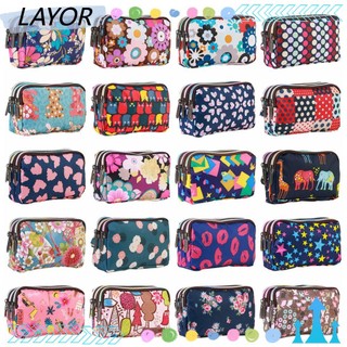 Ví Đựng Tiền/Điện Thoại Mini Vải Canvas In Hoa Chống Thấm Nước Có Ngăn Đựng Thẻ Thời Trang Cho Nữ