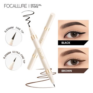 Bút kẻ mắt dạng lỏng FOCALLURE 2 đầu trong 1, 2 đầu màu đen nâu khô nhanh chống nước không nhòe 1.2g